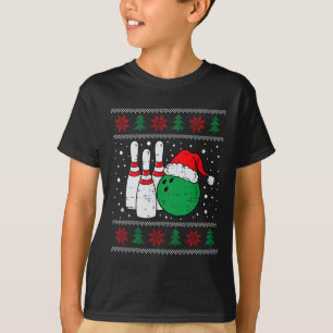 Christmas Bowling Hat Santa Bowler Ugly Xmas Men W T-Shirt