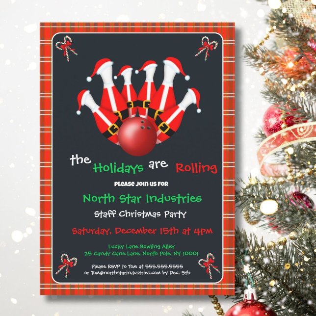 Christmas Bowling Holiday Party Invitation (Creator Uploaded)