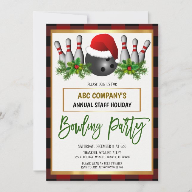 Christmas Bowling Party Invitation (Front)
