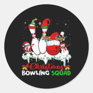Christmas Bowling Squad Dabbing Santa Elf Bowling Classic Round Sticker