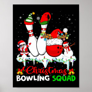 Christmas Bowling Squad Dabbing Santa Elf Bowling Poster