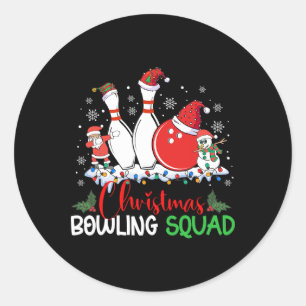 Christmas Bowling Squad Xmas Lights Santa Bowling Classic Round Sticker