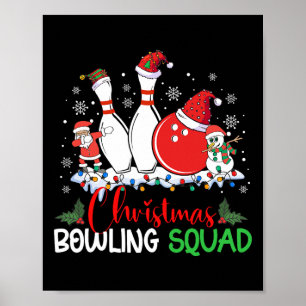 Christmas Bowling Squad Xmas Lights Santa Bowling Poster