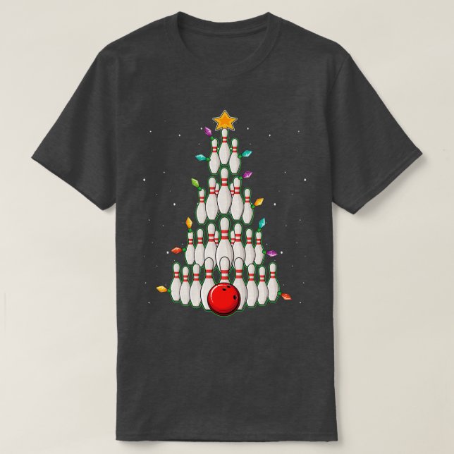 Christmas Bowling Tree Funny T T-Shirt (Design Front)