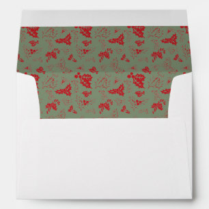 Christmas Bows Candy Canes and Leaves Envelope
