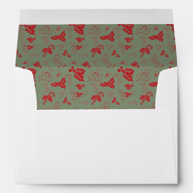 Christmas Bows Candy Canes and Leaves Envelope (Back (Bottom))
