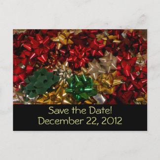 Christmas Bows Colourful Festive Holiday Announcement Postcard