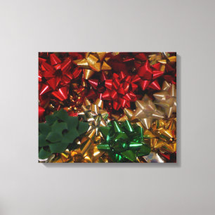 Christmas Bows Colourful Festive Holiday Canvas Print