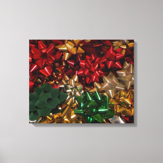 Christmas Bows Colourful Festive Holiday Canvas Print (Front)
