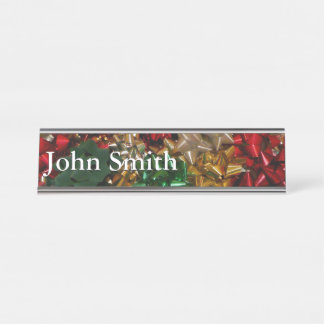 Christmas Bows Colourful Festive Holiday Desk Name Plate