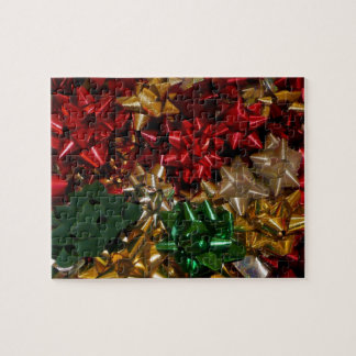 Christmas Bows Colourful Festive Holiday Jigsaw Puzzle