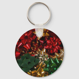 Christmas Bows Colourful Festive Holiday Key Ring