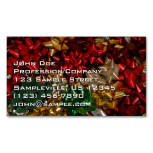 Christmas Bows Colourful Festive Holiday Magnetic Business Card