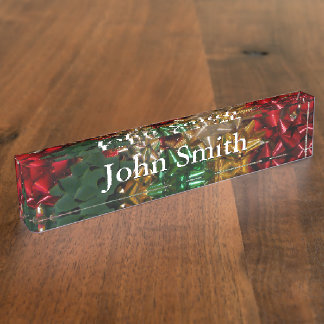 Christmas Bows Colourful Festive Holiday Nameplate