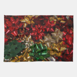 Christmas Bows Colourful Festive Holiday Tea Towel