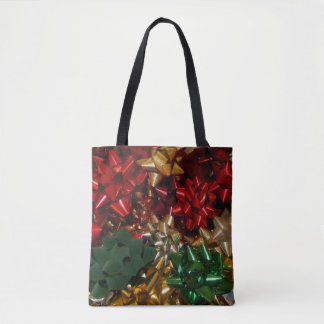 Christmas Bows Colourful Festive Holiday Tote Bag