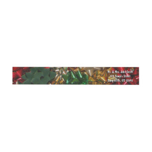 Christmas Bows Colourful Festive Holiday Wrap Around Label