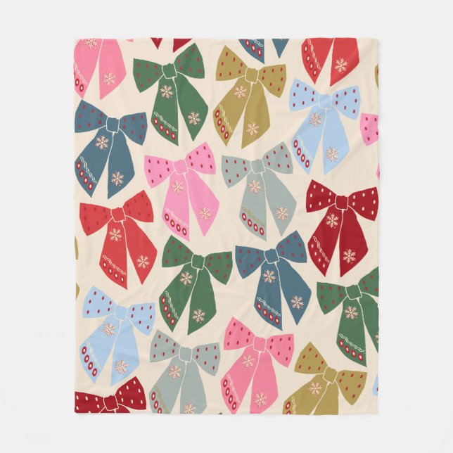 Christmas Bows Coquette Fleece Blanket (Front)