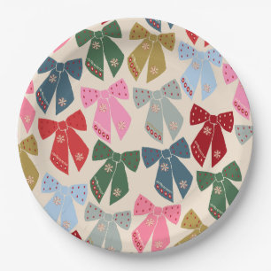 Christmas Bows Coquette Paper Plate
