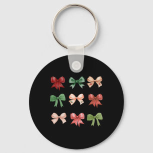 Christmas Bows Coquette Red Green Toddler T Shirt  Key Ring