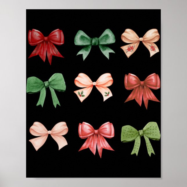 Christmas Bows Coquette Red Green Toddler T Shirt  Poster (Front)