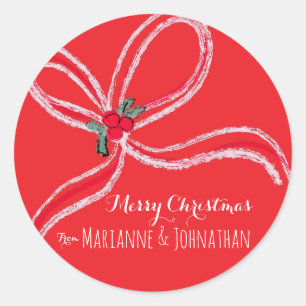 Christmas Bows Corporate Office Event Classic Round Sticker