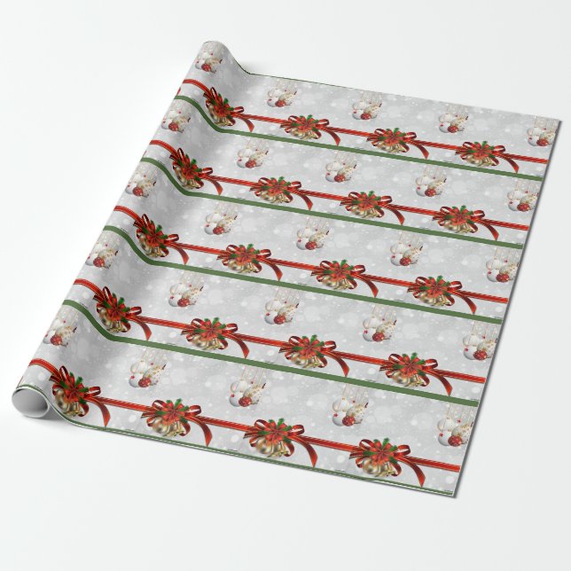 Christmas bows wrapping paper (Unrolled)