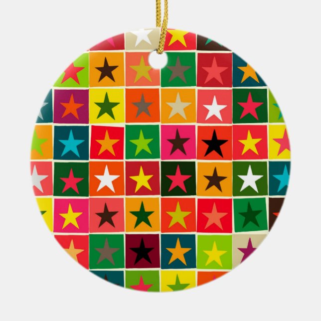 christmas boxed stars ceramic tree decoration (Front)