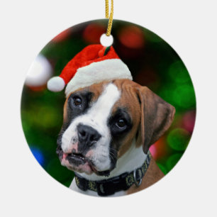 Christmas Boxer Ceramic Tree Decoration