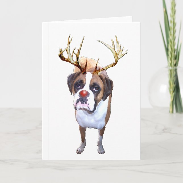 Christmas Boxer Dog Holiday Card (Front)