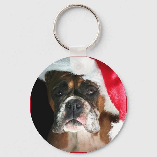 Christmas Boxer Dog keychain (Front)