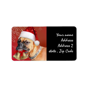 Christmas Boxer dog Label