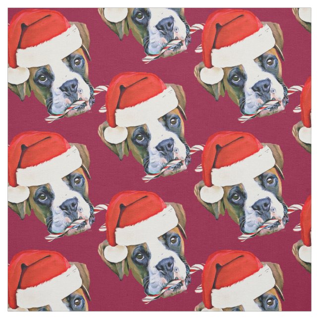 Christmas Boxer dog  pattern Fabric (Swatch)