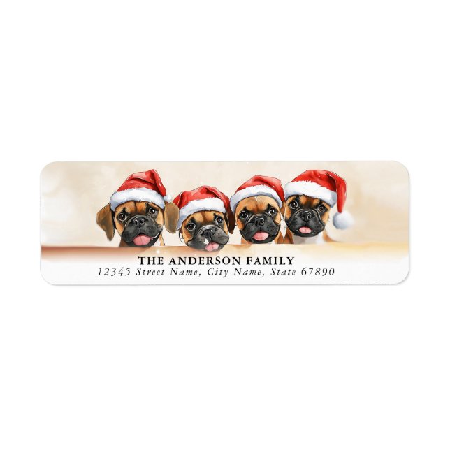 Christmas Boxer Dog Return Address Labels (Front)