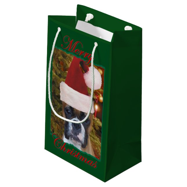 Christmas Boxer dog Small Gift Bag (Back Angled)