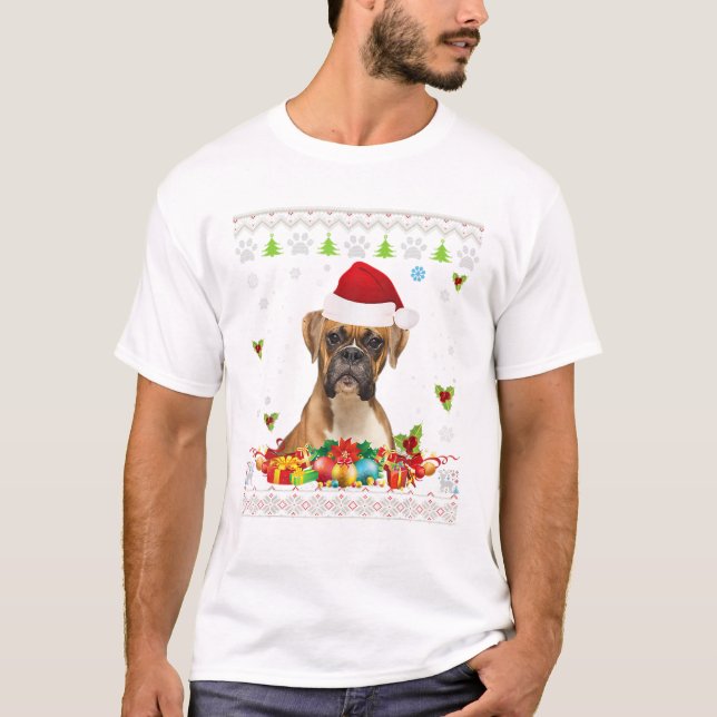 Christmas Boxer Dog Ugly Shirt (Front)