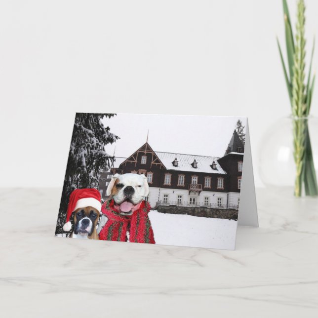 Christmas Boxer Dogs greeting card (Front)