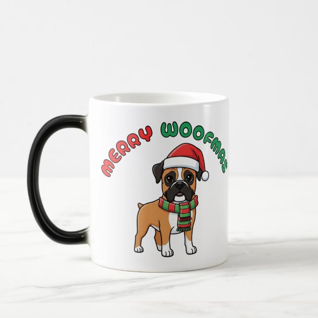 Christmas Boxer Mug: Merry Woofmas Magic Mug (Left)