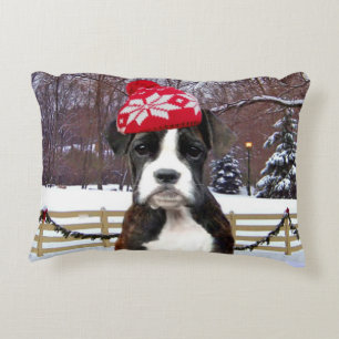 Christmas Boxer puppy Decorative Cushion