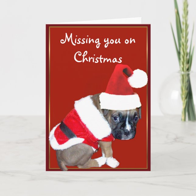 Christmas Boxer puppy Holiday Card (Front)
