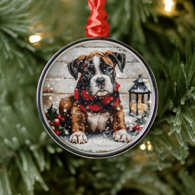 Christmas Boxer Puppy Metal Tree Decoration (Tree)
