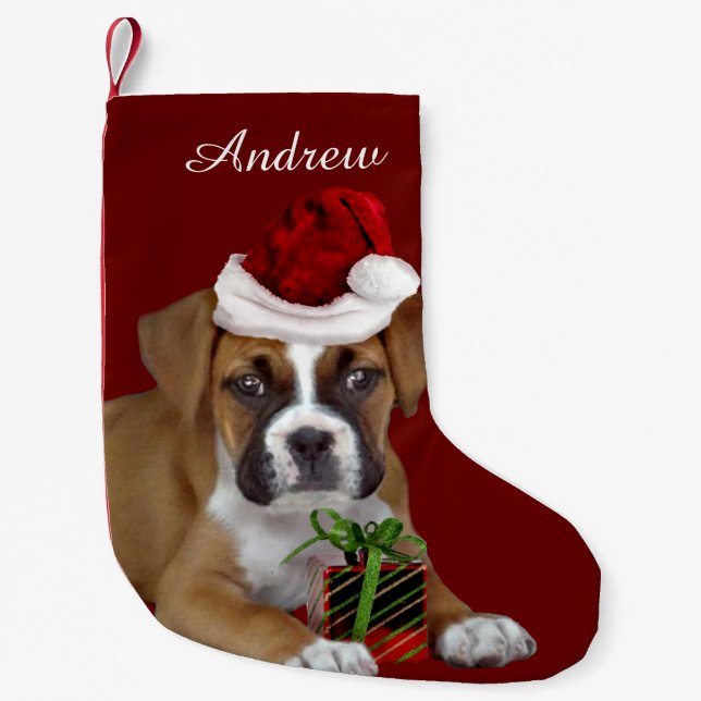 Christmas Boxer puppy Stocking (Front)