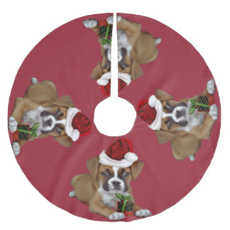 Christmas Boxer Puppy Tree Skirt