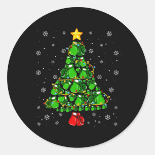 Christmas Boxing Sports Lover Xmas Tree Lights Paj Classic Round Sticker