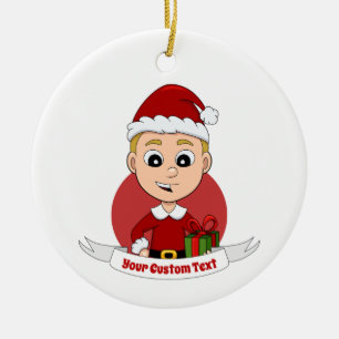 Christmas boy cartoon ceramic ornament