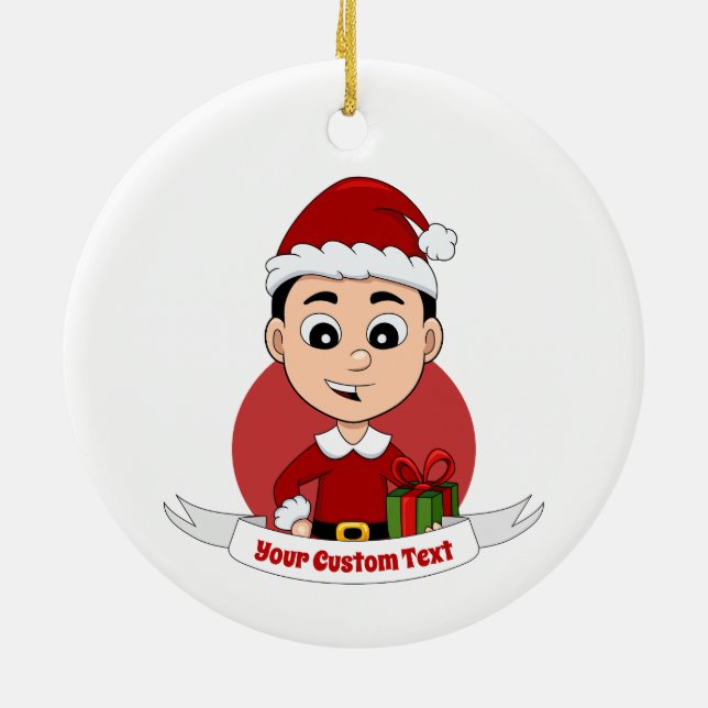 Christmas boy cartoon ceramic ornament (Back)