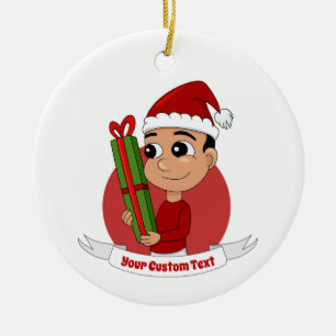Christmas boy cartoon ceramic ornament