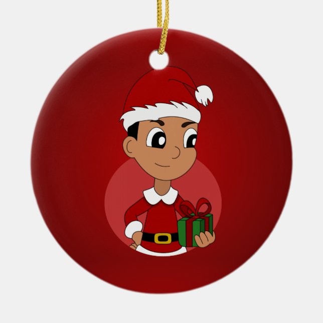 Christmas boy cartoon ceramic tree decoration (Front)