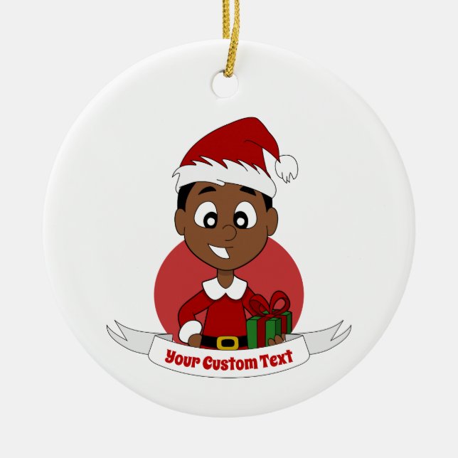Christmas boy cartoon ceramic tree decoration (Front)