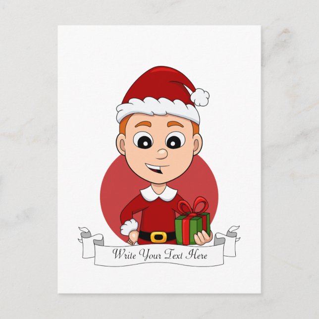 Christmas boy cartoon holiday postcard (Front)